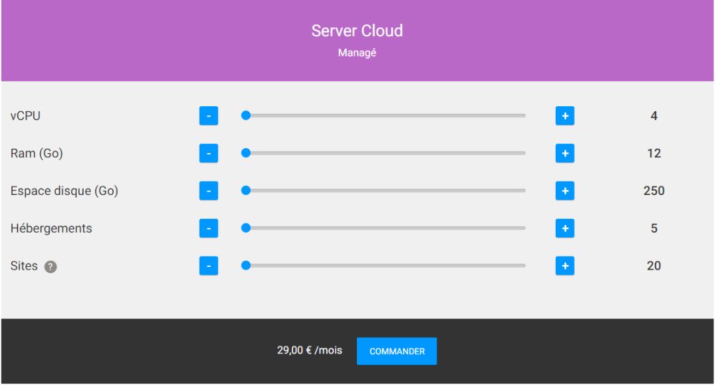 Offre de serveurs Cloud d'Infomaniak pour un site internet. Pas de serveurs en France, mais un hébergement de qualité. Très bon hébergeur pour votre site.