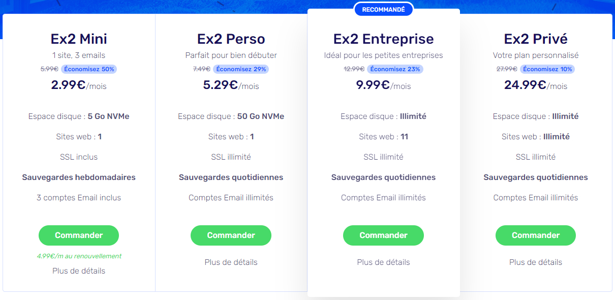Alternatives à HostGator: Ex2, un hébergeur web vert canadien