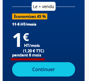 Les tarifs promotionnels affichés par IONOS ne sa'ppliquent que pour les 6 premiers mois du contrat.